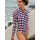 Plaid Zipper Long-Sleeves One-Piece Wetsuit Plaid Zipper Long-Sleeves One-Piece Wetsuit