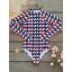 Plaid Zipper Long-Sleeves One-Piece Wetsuit Plaid Zipper Long-Sleeves One-Piece Wetsuit