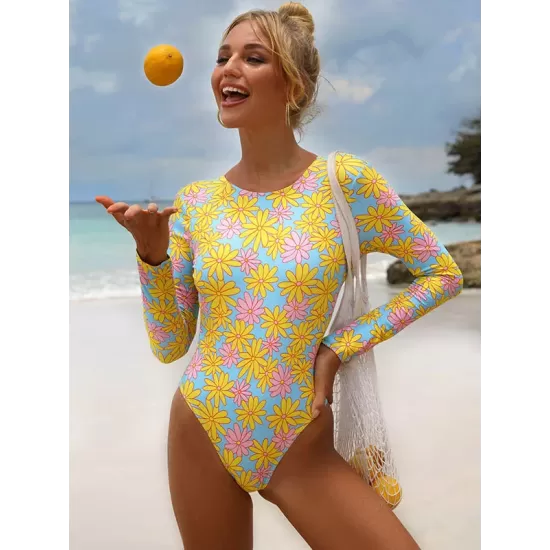 Personalized Printing Long Sleeve Backless Sexy Slim Wetsuit Swimwear Personalized Printing Long Sleeve Backless Sexy Slim Wetsuit Swimwear