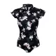 Cheongsam Style Zipper Short Sleeve Buttons Floral One-Piece Swimsuit Cheongsam Style Zipper Short Sleeve Buttons Floral One-Piece Swimsuit