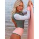 Floral Long Sleeve Split-Joint Contrast Color Backless One-Piece Wetsuit Floral Long Sleeve Split-Joint Contrast Color Backless One-Piece Wetsuit