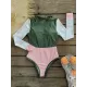 Floral Long Sleeve Split-Joint Contrast Color Backless One-Piece Wetsuit Floral Long Sleeve Split-Joint Contrast Color Backless One-Piece Wetsuit
