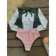 Floral Long Sleeve Split-Joint Contrast Color Backless One-Piece Wetsuit Floral Long Sleeve Split-Joint Contrast Color Backless One-Piece Wetsuit