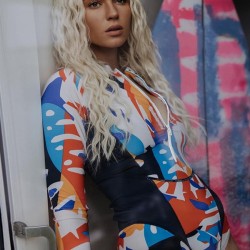 Long Sleeves Zipper Abstract Printed One-Piece Wetsuit