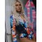 Long Sleeves Zipper Abstract Printed One-Piece Wetsuit