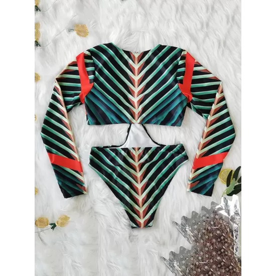 Printing Long Sleeve V-Neck Sexy Monokini Wetsuit Printing Long Sleeve V-Neck Sexy Monokini Wetsuit