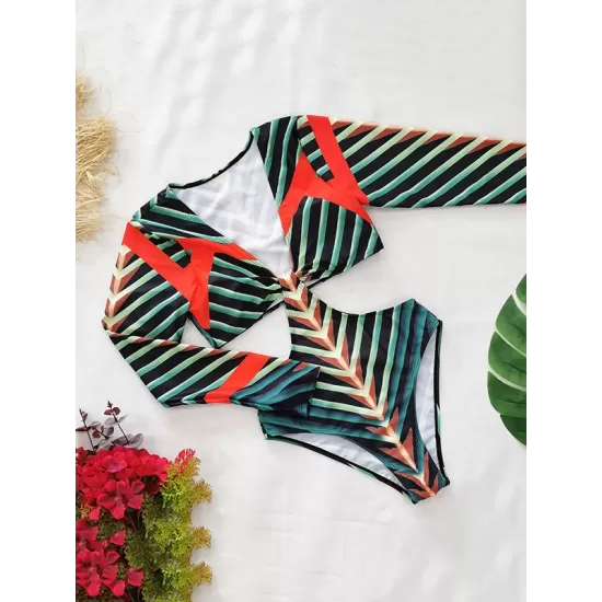 Printing Long Sleeve V-Neck Sexy Monokini Wetsuit Printing Long Sleeve V-Neck Sexy Monokini Wetsuit