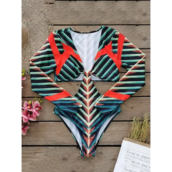 Printing Long Sleeve V-Neck Sexy Monokini Wetsuit Printing Long Sleeve V-Neck Sexy Monokini Wetsuit