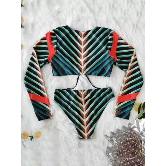 Printing Long Sleeve V-Neck Sexy Monokini Wetsuit Printing Long Sleeve V-Neck Sexy Monokini Wetsuit