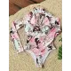 Long Sleeve Floral-Print Hollow Wetsuit Long Sleeve Floral-Print Hollow Wetsuit