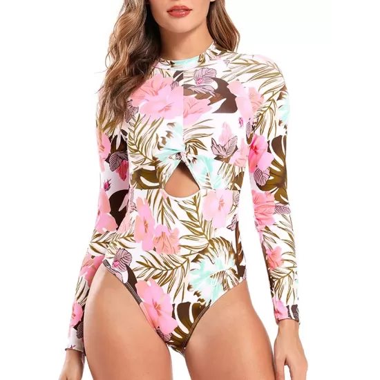 Long Sleeve Floral-Print Hollow Wetsuit Long Sleeve Floral-Print Hollow Wetsuit