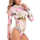 Long Sleeve Floral-Print Hollow Wetsuit Long Sleeve Floral-Print Hollow Wetsuit