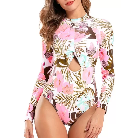 Long Sleeve Floral-Print Hollow Wetsuit Long Sleeve Floral-Print Hollow Wetsuit