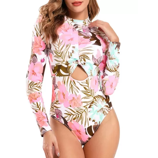 Long Sleeve Floral-Print Hollow Wetsuit Long Sleeve Floral-Print Hollow Wetsuit
