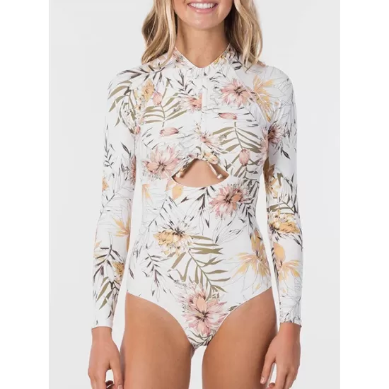Long Sleeve Floral-Print Hollow Wetsuit Long Sleeve Floral-Print Hollow Wetsuit