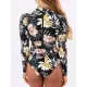 Long Sleeve Floral-Print Hollow Wetsuit Long Sleeve Floral-Print Hollow Wetsuit