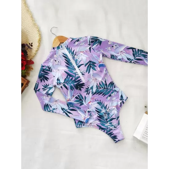 Long Sleeve Floral-Print Hollow Wetsuit Long Sleeve Floral-Print Hollow Wetsuit