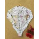 Long Sleeve Floral-Print Hollow Wetsuit Long Sleeve Floral-Print Hollow Wetsuit