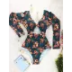 Long Sleeve Floral-Print Hollow Wetsuit Long Sleeve Floral-Print Hollow Wetsuit