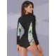 Sexy Slim Long Sleeve Split-Joint Floral Zipper One-Piece Wetsuit Swimwear Sexy Slim Long Sleeve Split-Joint Floral Zipper One-Piece Wetsuit Swimwear