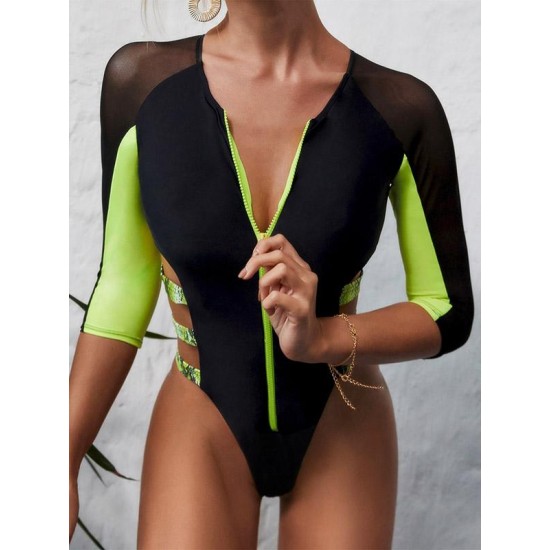 Long Sleeve Split-Joint Bandage One-Piece Wetsuit Long Sleeve Split-Joint Bandage One-Piece Wetsuit