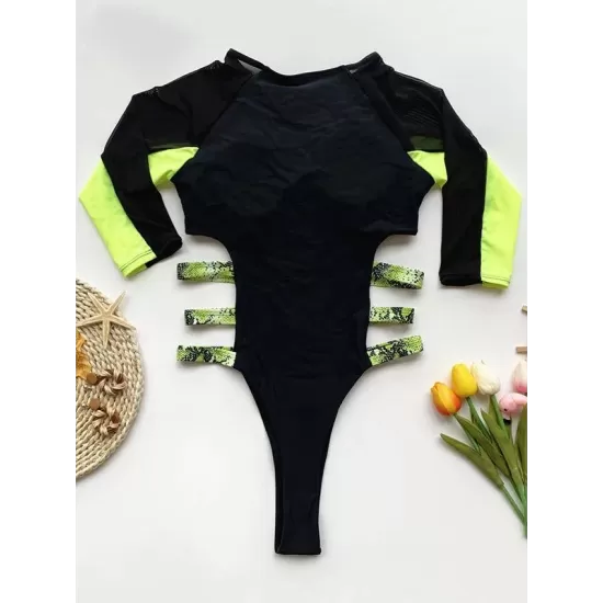 Long Sleeve Split-Joint Bandage One-Piece Wetsuit Long Sleeve Split-Joint Bandage One-Piece Wetsuit