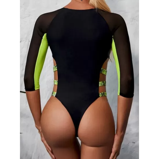 Long Sleeve Split-Joint Bandage One-Piece Wetsuit Long Sleeve Split-Joint Bandage One-Piece Wetsuit