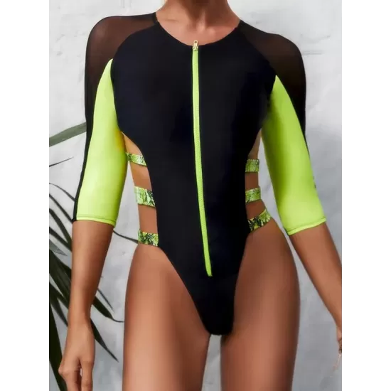Long Sleeve Split-Joint Bandage One-Piece Wetsuit Long Sleeve Split-Joint Bandage One-Piece Wetsuit