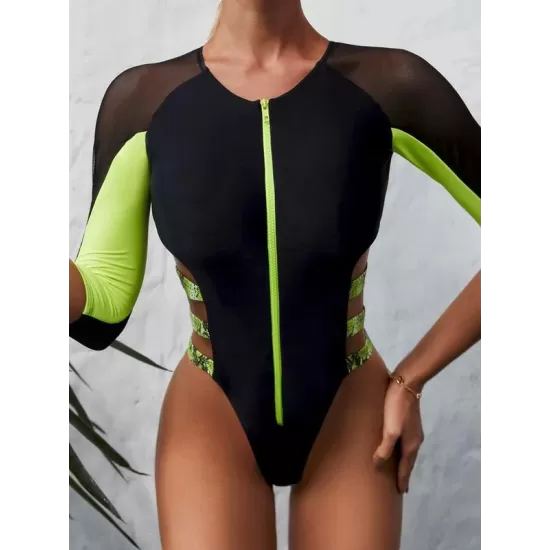 Long Sleeve Split-Joint Bandage One-Piece Wetsuit Long Sleeve Split-Joint Bandage One-Piece Wetsuit