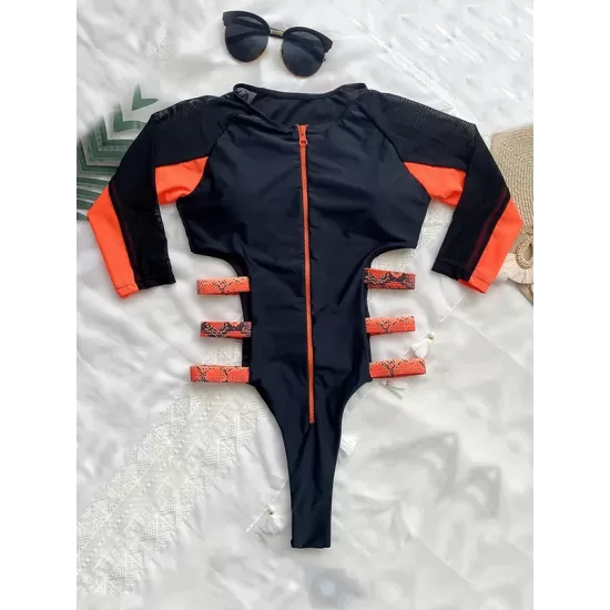 Long Sleeve Split-Joint Bandage One-Piece Wetsuit Long Sleeve Split-Joint Bandage One-Piece Wetsuit