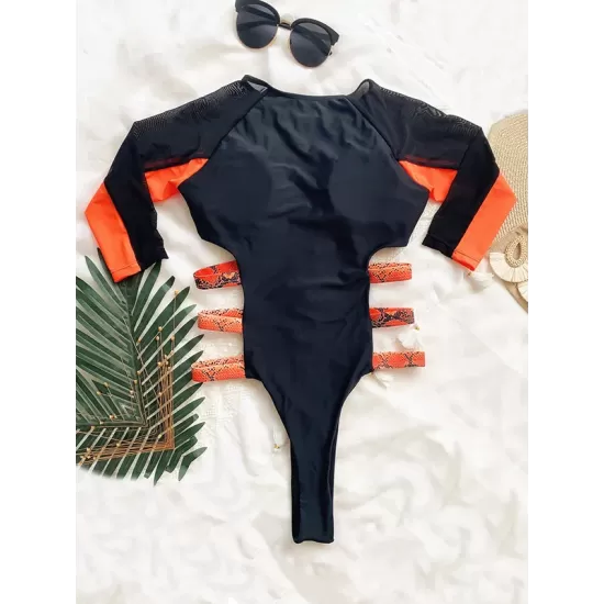 Long Sleeve Split-Joint Bandage One-Piece Wetsuit Long Sleeve Split-Joint Bandage One-Piece Wetsuit