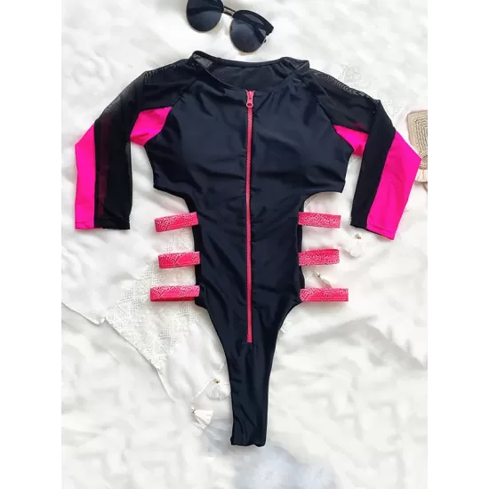 Long Sleeve Split-Joint Bandage One-Piece Wetsuit Long Sleeve Split-Joint Bandage One-Piece Wetsuit
