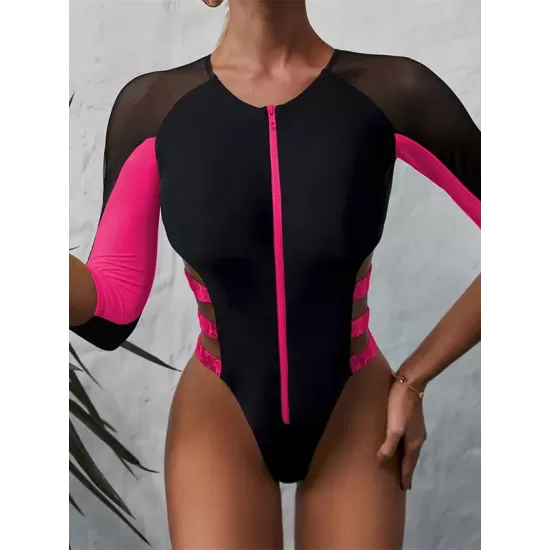 Long Sleeve Split-Joint Bandage One-Piece Wetsuit Long Sleeve Split-Joint Bandage One-Piece Wetsuit