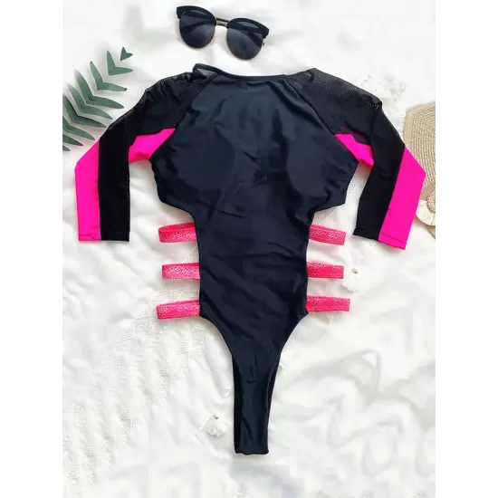 Long Sleeve Split-Joint Bandage One-Piece Wetsuit Long Sleeve Split-Joint Bandage One-Piece Wetsuit