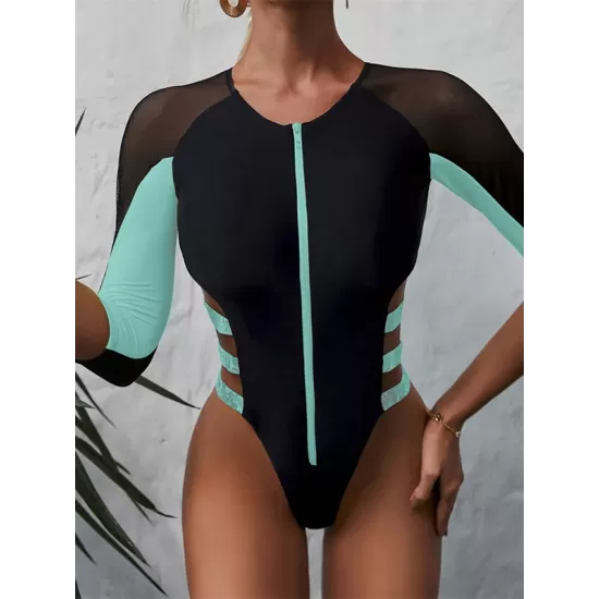 Long Sleeve Split-Joint Bandage One-Piece Wetsuit Long Sleeve Split-Joint Bandage One-Piece Wetsuit