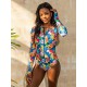 Long Sleeve Printed Zipper One-Piece Wetsuit Swimwear Long Sleeve Printed Zipper One-Piece Wetsuit Swimwear
