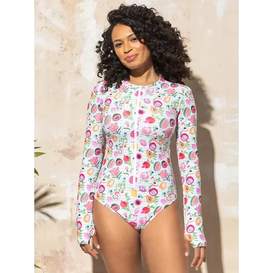 Long Sleeve Printed Zipper One-Piece Wetsuit Swimwear Long Sleeve Printed Zipper One-Piece Wetsuit Swimwear