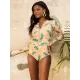 Long Sleeve Printed Zipper One-Piece Wetsuit Swimwear Long Sleeve Printed Zipper One-Piece Wetsuit Swimwear