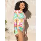 Long Sleeve Printed Zipper One-Piece Wetsuit Swimwear Long Sleeve Printed Zipper One-Piece Wetsuit Swimwear