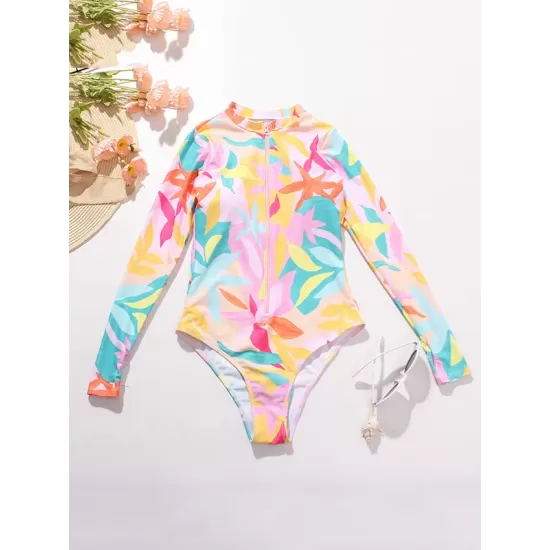 Long Sleeve Printed Zipper One-Piece Wetsuit Swimwear Long Sleeve Printed Zipper One-Piece Wetsuit Swimwear