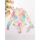 Long Sleeve Printed Zipper One-Piece Wetsuit Swimwear Long Sleeve Printed Zipper One-Piece Wetsuit Swimwear