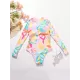 Long Sleeve Printed Zipper One-Piece Wetsuit Swimwear Long Sleeve Printed Zipper One-Piece Wetsuit Swimwear