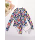Long Sleeve Printed Zipper One-Piece Wetsuit Swimwear Long Sleeve Printed Zipper One-Piece Wetsuit Swimwear