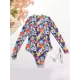 Long Sleeve Printed Zipper One-Piece Wetsuit Swimwear Long Sleeve Printed Zipper One-Piece Wetsuit Swimwear