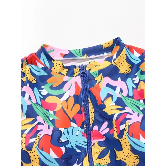 Long Sleeve Printed Zipper One-Piece Wetsuit Swimwear Long Sleeve Printed Zipper One-Piece Wetsuit Swimwear