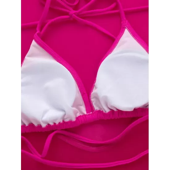 Solid Color See-Through Gauze Wetsuits+Triangles Swim Top Solid Color See-Through Gauze Wetsuits+Triangles Swim Top