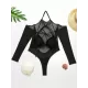 Solid Color See-Through Gauze Wetsuits+Triangles Swim Top Solid Color See-Through Gauze Wetsuits+Triangles Swim Top