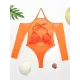 Solid Color See-Through Gauze Wetsuits+Triangles Swim Top Solid Color See-Through Gauze Wetsuits+Triangles Swim Top