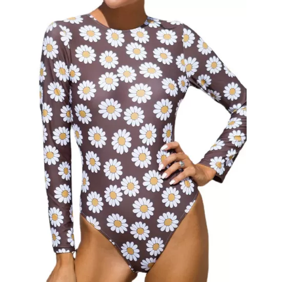 Long Sleeves Floral Printed Backless Wetsuit Long Sleeves Floral Printed Backless Wetsuit