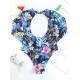 Long Sleeve Floral Print Backless One-Piece Wetsuit Swimwear Long Sleeve Floral Print Backless One-Piece Wetsuit Swimwear